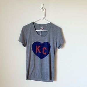 Charlie Hustle KC Heart Tee in Gray Women’s Cut